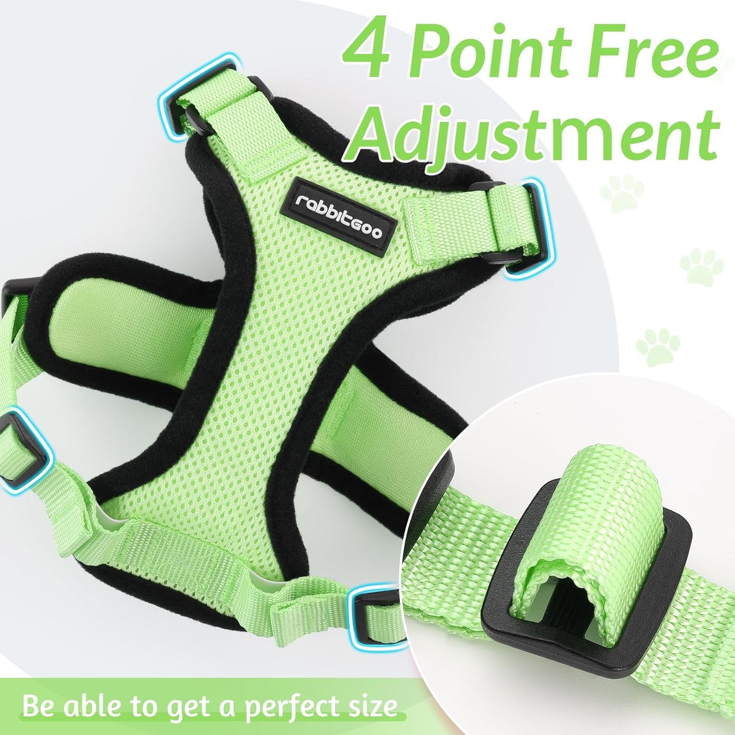 rabbitgoo Cat Harness and Leash for Walking, Escape Proof Soft Adjustable Vest Harnesses for Cats, Easy Control Breathable Reflective Strips Jacket, Light Green, XXS