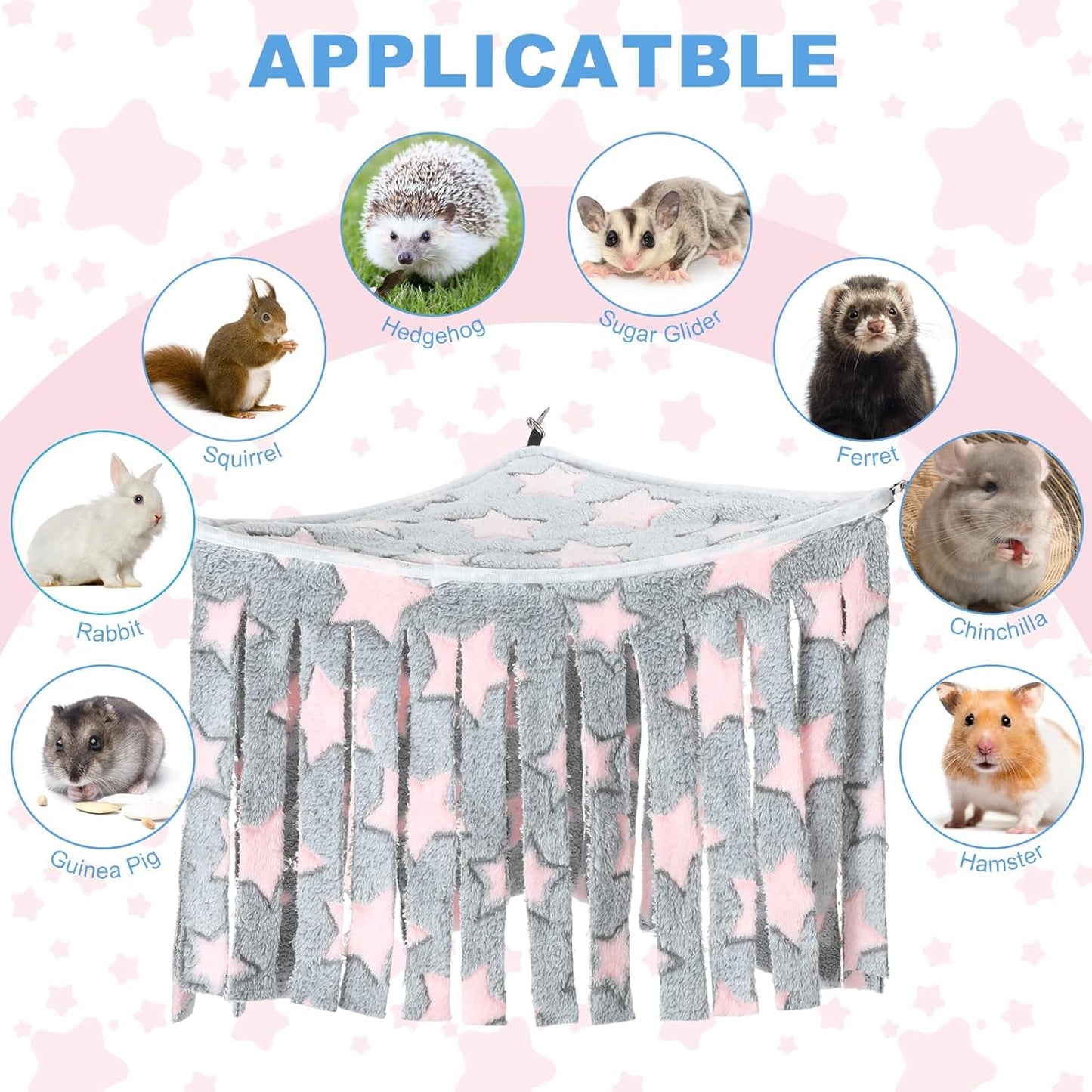 Huwena 4 Pcs Guinea Pig Hideout Pentagram Fleece Hideaway Toys Cage Accessories Small Animals Corner Triangular Hammock Hamster Ferret Playing Sleeping Bed for Hedgehog Bunny Chinchillas