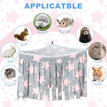 Huwena 4 Pcs Guinea Pig Hideout Pentagram Fleece Hideaway Toys Cage Accessories Small Animals Corner Triangular Hammock Hamster Ferret Playing Sleeping Bed for Hedgehog Bunny Chinchillas