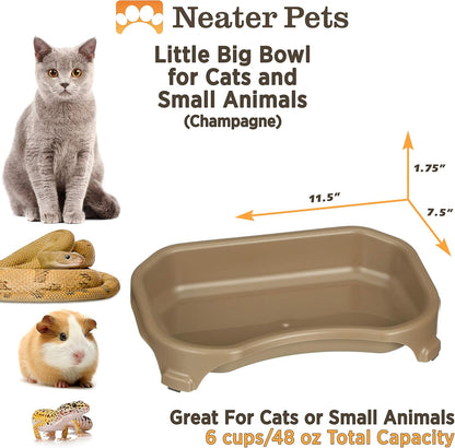 Neater Pet Brands Large Capacity Cat Bowls, Water Bowl for Cats, Reptiles, Chickens, Birds, & Small Animals, Cat Food Bowl (6 Cups), Indoor or Outdoor Water Trough & Feeder, Champagne