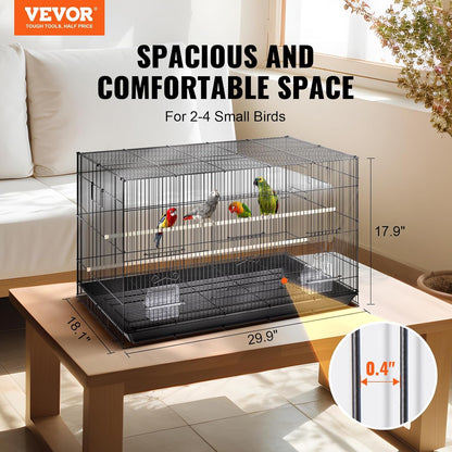 VEVOR 30 Inch Flight Bird Cage, Stackable Bird Cage Parakeet Cage with Slide-Out Tray and Handle, Small Parrots Birdcage for Cockatiels Budgies Conure Macaw Finch Lovebirds Canaries Pigeons
