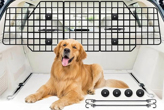 FEED GARDEN Adjustable Dog Car Barrier for SUVs,Vehicles, Trucks, Upgraded Universal-Fit Pet Divider Gate Large Pet Barrier for Cargo Area 36.6" to 60.6" Width Black