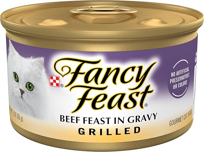 Purina Fancy Feast Grilled Wet Cat Food Beef Feast in Wet Cat Food Gravy - (Pack of 24) 3 oz. Cans