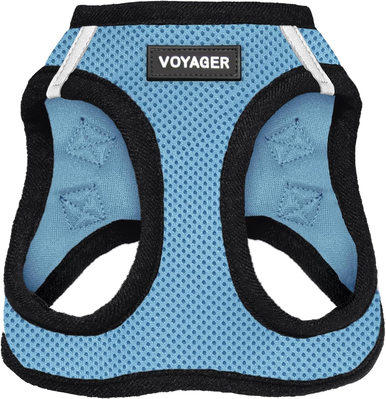 Best Pet Supplies Voyager Step-in Air Harness - All Weather Mesh, Reflective, No Pull Harness for Dogs, Cats - Secure with Hook & Loop Fastener, Buckle, Double D-Rings - Baby Blue/Black Trim, L