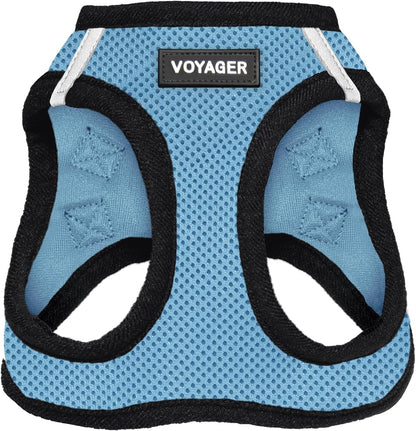 Best Pet Supplies Voyager Step-in Air Harness - All Weather Mesh, Reflective, No Pull Harness for Dogs, Cats - Secure with Hook & Loop Fastener, Buckle, Double D-Rings - Baby Blue/Black Trim, XXS