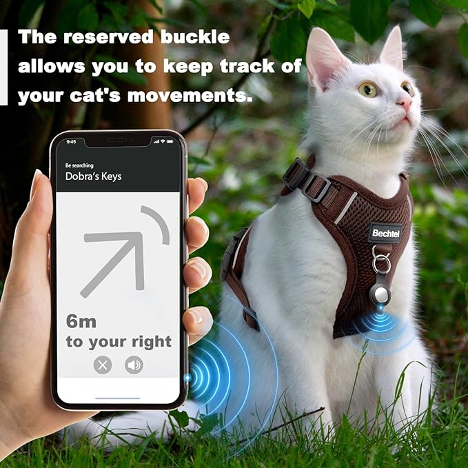 Cat Harness and Leash Set - Escape Proof Adjustable Cat Harness, Comfortable Soft Lightweight, Use Safe & Easy, Walking Travel Kitten Harness for Small Medium Large Cats, Brown, XS(4-6lb)