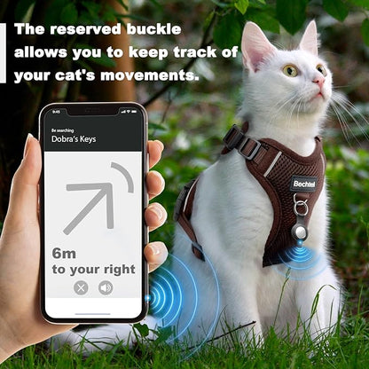 Kitten Harness and Leash Seat - Escape Proof Adjustable Cat Harness, Comfortable Soft Lightweight, Use Safe & Easy, Walking Travel Kitten Harness for Small Medium Large Cats, Brown, XXS(1-3lb)