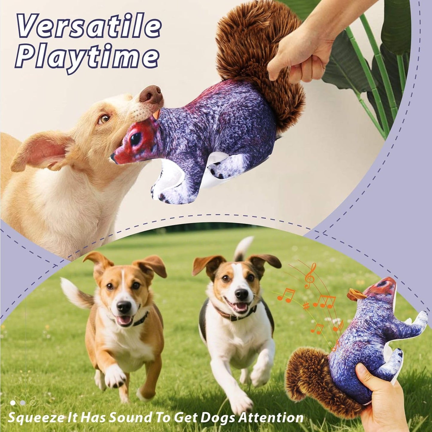 Dog Toy Squirrel, Squeaky with Soft Fabric for Small, Medium, and Large Dogs Daily Companionship, Training Reward Gift