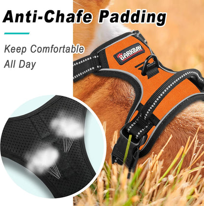 BARKBAY No Pull Dog Harness Large Step in Reflective Dog Harness with Front Clip and Easy Control Handle for Walking Training Running(Orange,XL)