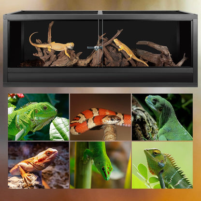 REPTI ZOO 68 Gallon Reptile Enclosure, 48x18x18 inch Wooden Reptile Tank Terrarium for Bearded Dragon Gecko Ball Python Snake Turtle, Light Weight Habitat Cage