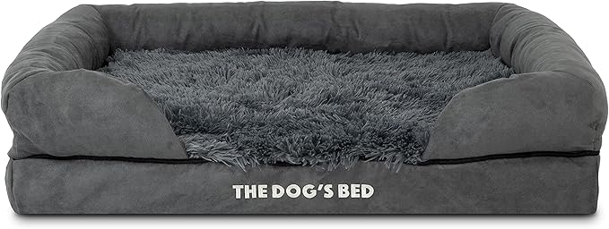 The Dog’s Bed, Medium Grey Faux Fur, Memory Foam, Pain Relief: Arthritis, Hip & Elbow Dysplasia, Post Surgery, Lameness, Supportive, Calming, Washable Cover
