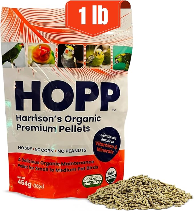 Harrison's Organic Premium Pellets- a Well-Balanced, Certified Organic Small to Medium Pet Bird Diet—No Soy, Corn, and Peanuts for Those Seeking to Avoid These Ingredients