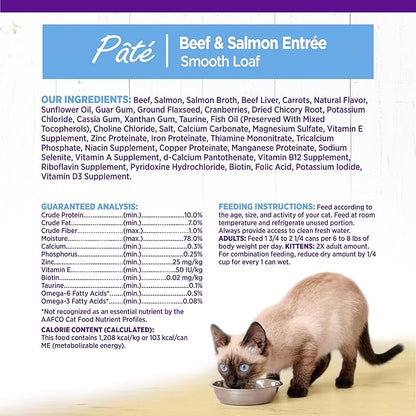 Wellness Complete Health Pate Adult Wet Cat Food, Natural, Protein-Rich, Grain Free, 3 Ounce, 24 Pack, (Beef & Salmon)