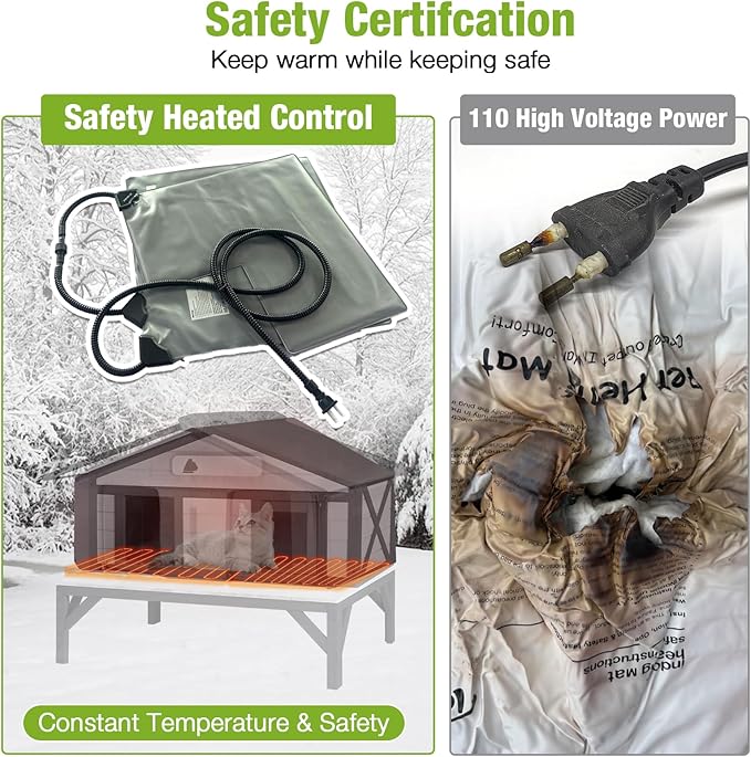 GUTINNEEN Heated Outdoor Cat House Insulated Feral Cat Shelter Weatherproof for Winter with Heater and Insulated Liner, 39.1" L x 31.7" W x 30.4" H, White and Black