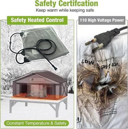 GUTINNEEN Heated Outdoor Cat House Insulated Feral Cat Shelter Weatherproof for Winter with Heater and Insulated Liner, 39.1" L x 31.7" W x 30.4" H, White and Black