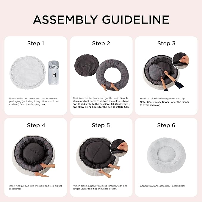 Bedsure Calming Dog Bed for Large Dogs - Donut Washable Large Pet Bed, 36 inches Anti-Slip Round Fluffy Plush Faux Fur Dog Bed, Fits up to 80 lbs Pets, Coffee