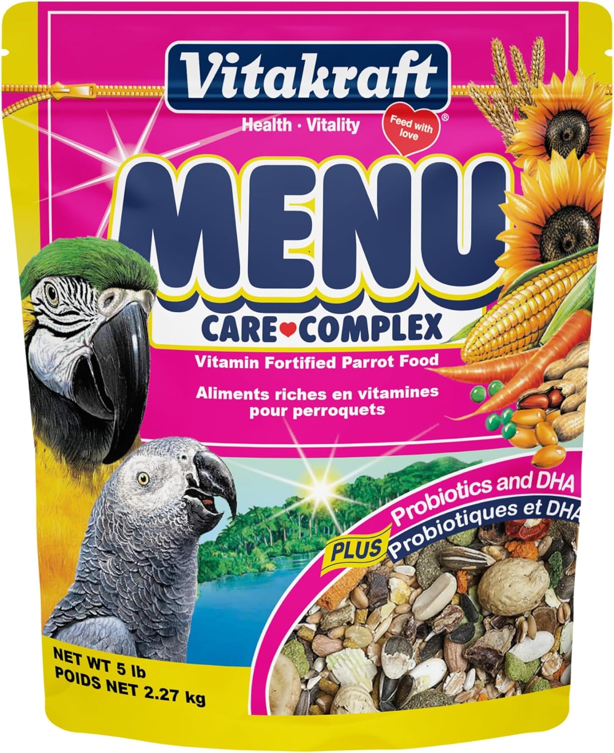 Vitakraft Menu Premium Parrot Food - Vitamin-Fortified - Macaw, Amazon, Conure, and Parrot Food for Large Birds