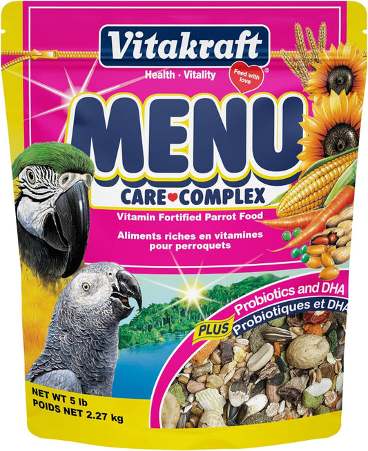 Vitakraft Menu Premium Parrot Food - Vitamin-Fortified - Macaw, Amazon, Conure, and Parrot Food for Large Birds