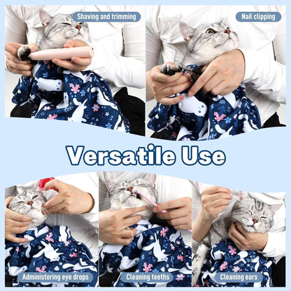 Paw Legend 35.4" Cat Wrap for Grooming Cat Wrap for Cutting Nails Cat Restraint for Nail Clipping Self Adhesive Blanket Restraint Cloth for Cats Within 22lbs