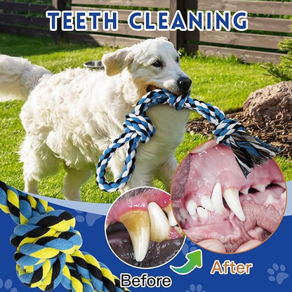 [3 Pack] Dog Rope Toys for Large and Medium Aggressive Chewers, Nearly Indestructible Rope Chew Toys, Heavy Duty 100% Cotton Tug of War Dog Toy for Boredom, Teeth Cleaning
