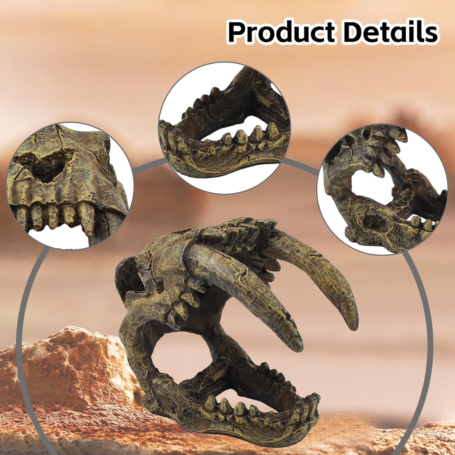 Resin Skull Habitat Hideout Cave Decor Reptile Hammock Lizard Lounger Bearded Dragon Tank Accessories Reptiles Hanging Vine Bendable Jungle Climbing Plant Terrarium Decoration(4PCS)