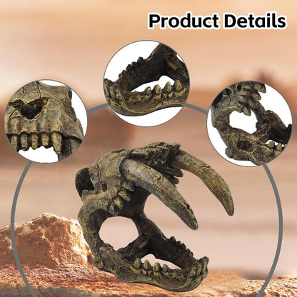 Resin Skull Habitat Hideout Cave Decor Reptile Hammock Lizard Lounger Bearded Dragon Tank Accessories Reptiles Hanging Vine Bendable Jungle Climbing Plant Terrarium Decoration(4PCS)