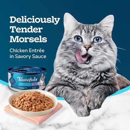 Blue Buffalo Tastefuls Natural Tender Morsels Wet Cat Food, Chicken Entrée 3-oz cans (Pack of 24)