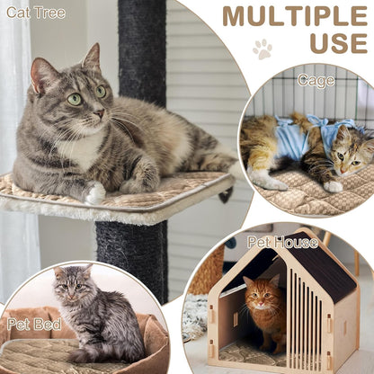 4 Pack Self Warming Cat Mat Self Heating Cat Pad Warm Thermal Pet Bed Washable Dog Crate Pad Body Heat Dog Bed Mat Blanket Non Slip Bottom for Outdoor Indoor Pets