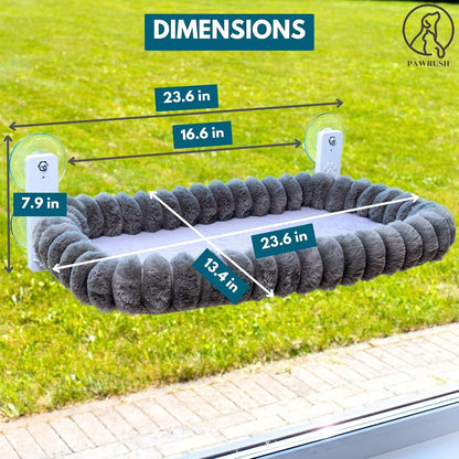 Cat Window Perch — Premium Cat Window Hammock with 4 Large Suction Cups & Soft Bubble Cushion; Strong Rustproof Metal Frame Window Bed Holding 40lbs; Easy Assembly Perch for Indoor Cats; Gray