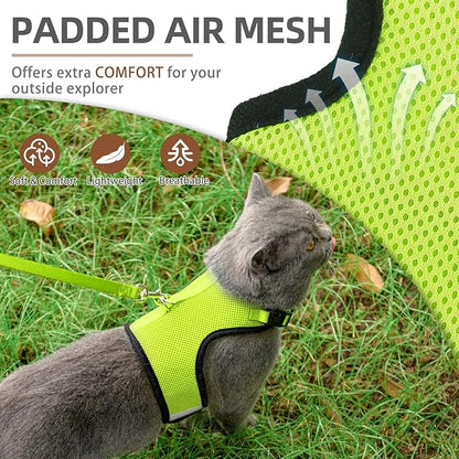 PUPTECK Soft Mesh Cat Vest Harness and Leash Set Puppy Padded Pet Harnesses Escape Proof for Cats Small Dogs Rabbits Bunny