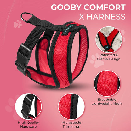 Gooby Comfort X Head in Harness - Red, Large - No Pull Small Dog Harness, Patented Choke-Free X Frame - Perfect on The Go Dog Harness for Medium Dogs No Pull or Small Dogs for Indoor and Outdoor Use