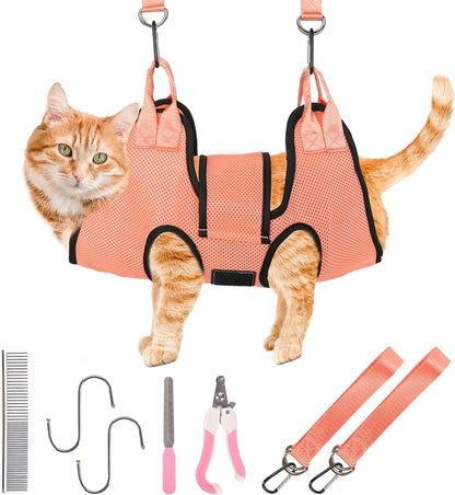 PatiencET Dog Grooming Hammock, Pet Grooming Hammock for Cats & Dogs with Security Strap, Dog Sling for Nail Trimming with Nail Clippers/Trimmer, Nail File, Pet Comb(XS)