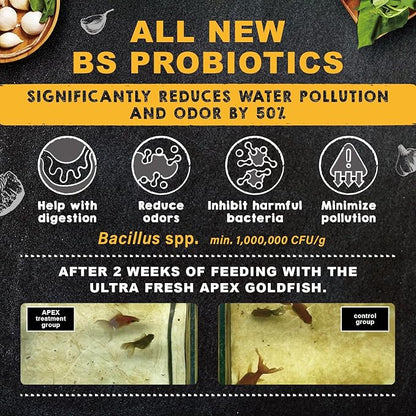 Ultra Fresh Apex Goldfish Color Boosting Crisps, Color Boosting Premium All Natural Ingredients Goldfish Fish Food, Slow Sinking, 1.76 oz