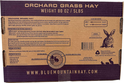 Blue Mountain Hay | Fresh Orchard Grass Hay (5 Pounds) | High Fiber, Soft & Leafy | High-Altitude Hay Pet Food for Rabbits, Guinea Pigs, Chinchillas, Hamsters, and Other Small Pets