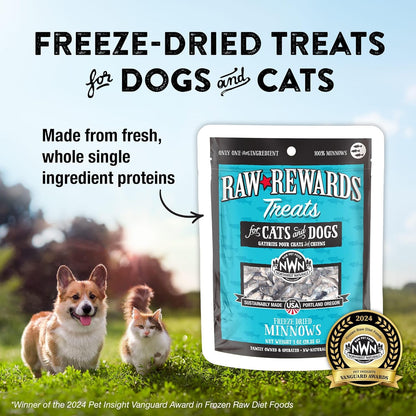 Northwest Naturals Raw Rewards Freeze-Dried Minnow Treats for Dogs and Cats - Bite Sized Pieces - Grain Free - 1 Ingredient - Healthy - Human Grade - All Natural - USA Made - 1 Oz