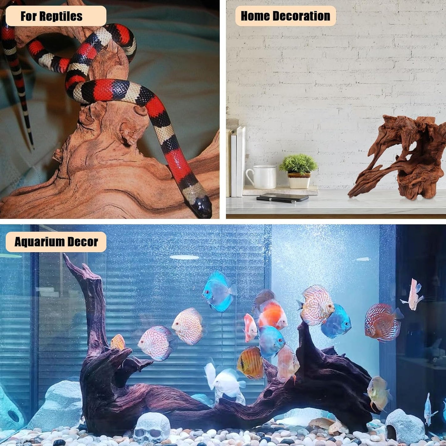 LYPHARD AQUARIUMS Natural Driftwood for Aquarium Decor, 2 Pieces 9-14" Large Assorted Branch Decorations for Reptile Hide, Fish Tank