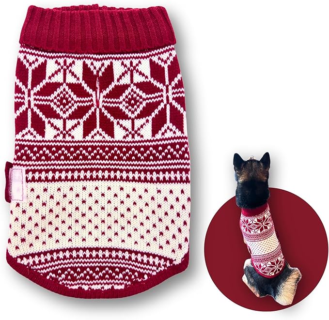 Cute Sweater for Dogs and Cats Soft Flannel Pet Outfit Warm and Cozy Animal Hoodie Small to Large Pet Clothes for Halloween Parties and Everyday Wear (Small, Red National Totem)