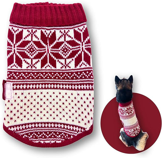 Cute Sweater for Dogs and Cats Soft Flannel Pet Outfit Warm and Cozy Animal Hoodie Small to Large Pet Clothes for Halloween Parties and Everyday Wear (Medium, Red National Totem)