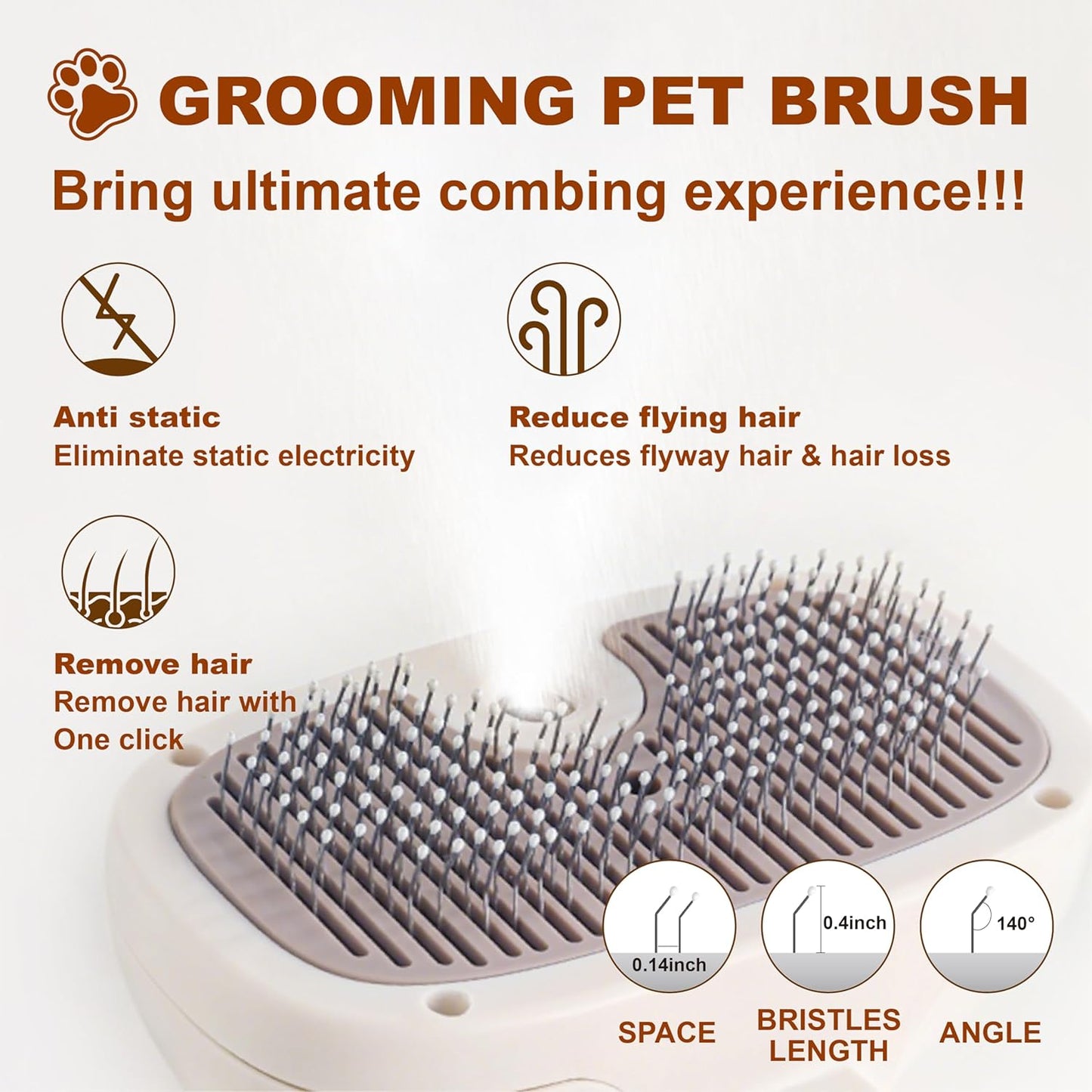 Cat Steam Brush, Dog Brush for Shedding, Pet Spray Hair Removal Comb, Pet Grooming Brush for Short & Long Haired Dogs & Cats,Spritz Defur Comb with Waterless Shampoo (White)