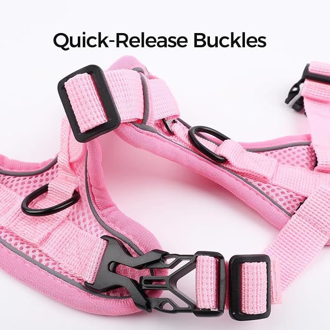 Cat Harness and Leash Set Escape Proof Tactical Extra Large Kitten Harness Emotional Support Cat Vest, Pink, XL