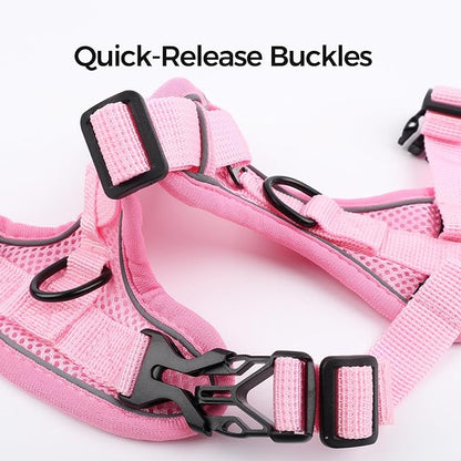 Cat Harness and Leash Set Escape Proof Tactical Medium Kitten Harness Emotional Support Cat Vest, Pink, M