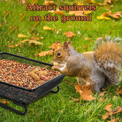 Ground Platform Bird Feeder Metal Seed Tray for Outside Garden Wild Bird Feeders with Drainage Holes Great Attracting for Birds and Squirrels, Wonderful Decoration for Backyard – Pack of 3