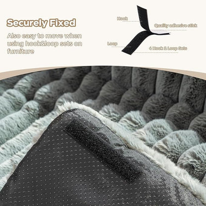 Avont Dog Bed Mat for Couch, Warm Fluffy Calming Sofa Topper Furniture Protector for Small Medium Large Dogs Cats with Removable Washable Cover -Darkgrey(M)