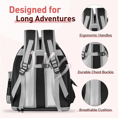 Cat Backpack Carrier with Bubble Window, Breathable & Foldable Pet Travel Carrier for Small Dogs and Cats, Airline-Approved for Hiking & Outdoor Use