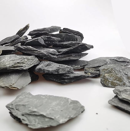 Voulosimi Natural Slate Rocks PH Neutral Stone Perfect Rocks for Aquariums, Landscaping Model,Tank Decoration,Amphibian Enclosures (7.5 LB, 1-3 inch)
