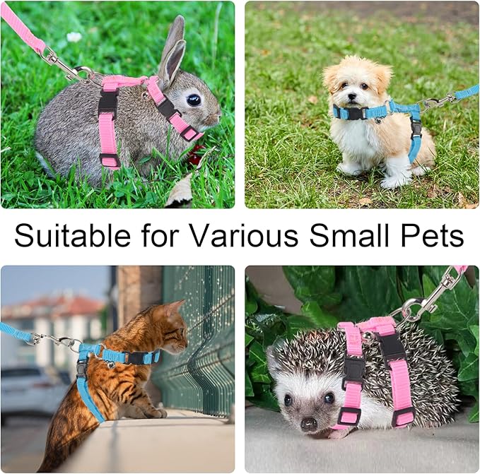 Adjustable Hedgehog Harness for Training Playing Traction Rope Small Animal Pet Outdoor Play (Pink, Small)