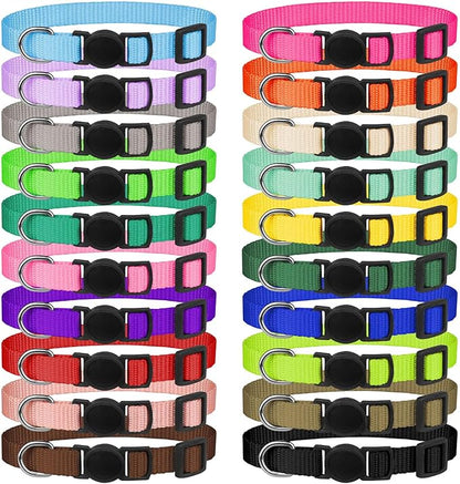 20 Pack Puppy Collars,Puppy Collars for Small Puppies Safety Buckle Soft Nylon Newborn Whelping Litter Collars(M)