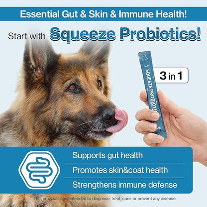Doctor By Squeeze Probiotics for Dogs Gut Health Immunity Skin&Alllergy Care Diarrhea Relief Digestive Stomach Support with L. crispatus KT-11 Lickable Paste Formula Individually Packaged, Chicken