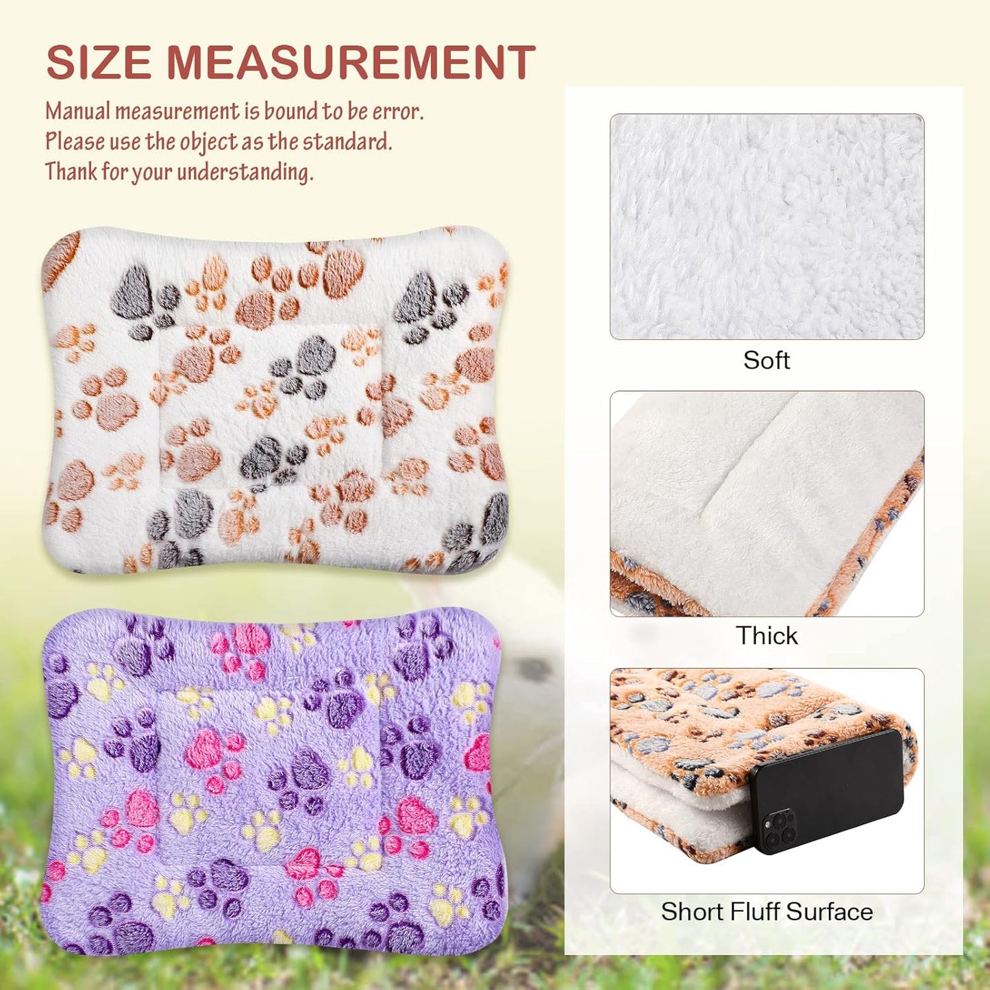 Tuanse 4 Pack Ultra Soft Dog Cat Bed Mat with Cute Prints Reversible Fleece Dog Crate Kennel Pad Cozy Washable Thickened Hamster Guinea Pig Pet Bed Mat for Small Animals(13 x 10 Inches,Vivid Color)