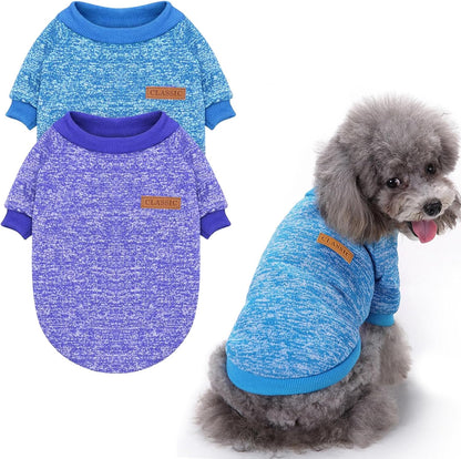 2 Pieces Pet Dog Classic Knitwear Sweater, Fleece Coat for Small,Medium Dogs,Warm Pet Dog Cat Clothes,Soft Puppy Customes for Chihuahua Yorkshire Tzu (Blue Dark Navy,XXS)